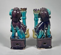 Pair of Chinese Fahua Glazed Porcelain Fu Dogs