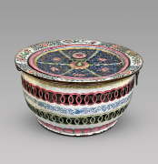 Rare Large Canton Enamel Pomander and Basin