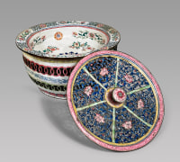 Rare Large Canton Enamel Pomander and Basin