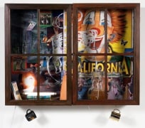 Inkantinent Mochte Gemacht; Texas, 2011. Mixed media collage in cabinet/window, 37 1/2 x 49 1/2 x 10 inches (95.3 x 125.7 x 25.4 cm). MP 18