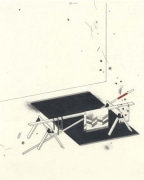 Sawhorses in Tension, 2003. Graphite, ball point pen and colored pencil, on paper 10 1/2 x 8 inches. MP D-74
