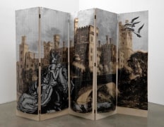 The Heir and Astaire Screen #1, 2010. Acetate, foil, mdf, 5 panels, 80 x 22 x 1 inches (each panel); 80 x 110 x 1 inches (overall). MP 133