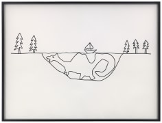 Loch Ness, 2017, Ink on paper, Image 42 x 56 inches (106.7 x 142.2 cm), Frame 43 7/8 x 57 7/8 inches (111.4 x 147 cm)