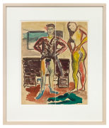 Untitled (Ensor). Two Chalk, watercolor on paper, each: 13.74 x 5.67 inches (34.9 x 14.4 cm).