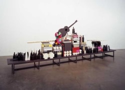 Dark Mountain Party, 2007. Wood, plaster, wax, paper, 70 x 192 x 22-1/2 inches (177.8 x 487.7 x 54.6 cm). MP 5
