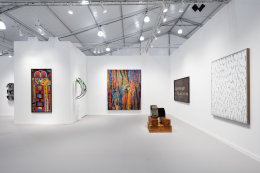 Installation view of Tina Kim Gallery, Frieze Los Angeles | Booth E7 (February 16-19, 2023). Courtesy of Tina Kim Gallery. Photo by Charles Roussel.
