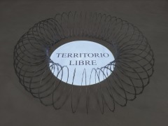 Territorio Libre, 2018, Razor wire and projection