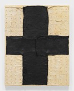 Black Cross II, 2020-2021, Oil and mixed media on canvas, 90 3/8 x 72 1/4 x 2 3/4 in (229.6 x 183.5 x 7 cm)