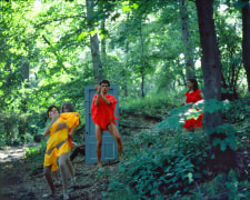 Rivers, First Draft: The Debauchees dance down the hill, the Woman in Red falls further behind, 1982/2015, Digital C-print in 48 parts,&nbsp;16h x 20w in (40.64h x 50.80w cm)