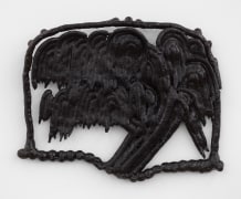 Edward Cabral, What You Are, I Once Was, 2023, Carbonized bread and epoxy, 12 1/4 x 15 x 1 1/4 in (31.1 x 38.1 x 3.2 cm)