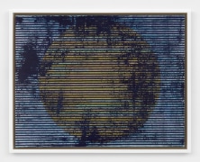 sol y luna (&ntilde;a&ntilde;o y &ntilde;a&ntilde;a), 2022. Wax, screenprint ink, gold leaf, and silver leaf on muslin, 14 x 18 in (35.6 x 45.7 cm)