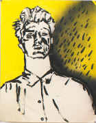 Self Portrait III, 1982, Spray paint, acrylic and ink on paper