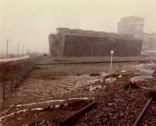 Cooling towers, power plant, and railroad spur, April 11, 1984