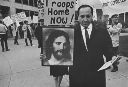 Protester at an anti-war rally, Detroit, 1968