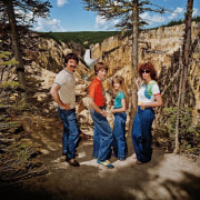 Family at Lower Falls Overlook, Yellowstone National Park, Wyoming 
