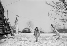 Girl in Snow with Pit Bulls, Malden, Massachusetts, 1993