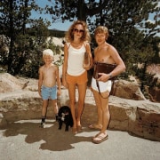 Couple with Boy &amp;amp; Dog at Yellowstone National Park, Wyoming 
