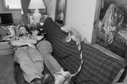 Michael and Dawn with their Iguana Cecil, Bedford, Massachusetts, 1993