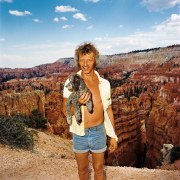 Man with Poodle at Sunset Point, Bryce Canyon National Park, Utah 