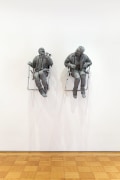 Juan Mu&ntilde;oz  One Laughing at the Other , 2000  bronze, polyester resin, and steel, in two parts
