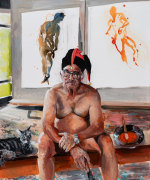 Eric Fischl, Self-Portrait: Cat &#039;N Hat