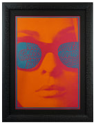 NR-12 Poster for the Chambers Brothers, 1967, by Victor Moscoso. The original inspiration for the Almost Famous movie poster. Woman's face in orange with sunglasses on.