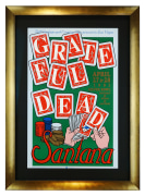 Poster for Grateful Dead &amp; Santana, April 27-28, 1991 at Sam Boyd Stadium in Las Vegas. Hand dealing cards with gambling chips