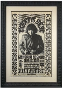 BG-32 Grateful Dead Poster from 1966 at the Fillmore with Lightning Hopkins and The Yardbirds. 1966 concert poster is by Wes Wilson and features Jerry Garcia photo by Herb Greene
