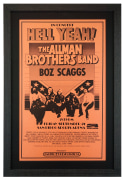 Allman Brothers poster from 1973 advertising Allman Brothers and Boz Scaggs at San Diego arena September 21, 1973