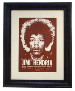 Vintage 1970 Jimi Hendrix small poster for performance in Dallas TX