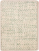 seagate sample in the emerald colorway. the pattern is a beige basketweave with green thread going sparsely throughout