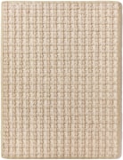 mordecai sample. it is an oatmeal color and features a gridded braid loop reminiscent of a basket