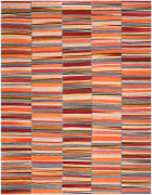 kia sar flatweave kilim with five panels. its stripes are in autumnal colors