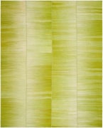 kia sar flatweave kilim with four panels. all panels are bright spring green striped streaks