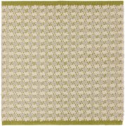 abrielle 2' x 2' flatweave sample in the green tea colorway. this sample has a green border with patches of cream and light grey woven throughout