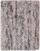 dove sample in the iron colorway. the sample contains varying shades of blue and brown, both light and dark on large loops.