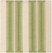 eula 2' x 2' flatweave sample in the green white colorway. the sample features 2 pairs of green stripes against a white field