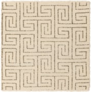 jolee 2' x 2' flatweave sample in the grey white colorway. it features a labyrinth pattern done in boucle