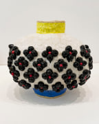 Oval with Black Flowers, 2020, Glazed Ceramic