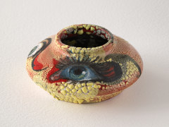 NATALIE FRANK,&nbsp;Eye, 2021,&nbsp;Underglazed and glazed ceramic, 5 x 5 x 5 inches