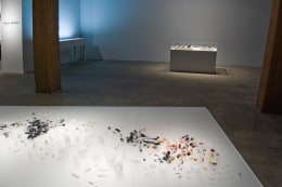 Installation view at Rhona Hoffman Gallery, Anne Wilson, Rewinds, 2011