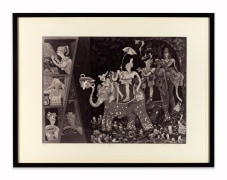 Gladys Nilsson, Camp Shopalong, 1997. Soft-ground and lift-ground etching, aquatint, 25.75 x 33 inches, framed.&nbsp;Edition of 80.