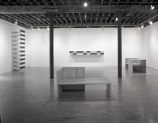 Installation view at Rhona Hoffman Gallery, Donald Judd, Sculpture/Furniture, 1985