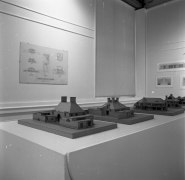 Installation view at Rhona Hoffman Gallery, Thomas Beeby, Helmut Jahn, George Ranalli, Stanley Tigerman, The Architectural Process: Plans, Models, Drawings, 1980