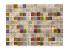 Study for Cadenza, after Hermitage Thresholds : spectrum transcription/s [ yellow with violet / 1 ], 2023, Japanese printed tablet paper with archival pen, ink / hand-stamped, unique