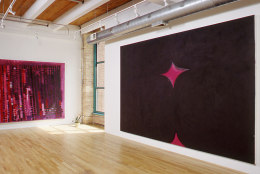 Installation view at Rhona Hoffman Gallery, Judy Ledgerwood, Basement Love, 2000