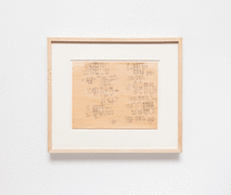 Sol Lewitt.&nbsp;&nbsp;Modular Structure (#6), 1967.&nbsp;Ballpoint pen on brown paper, 8.5 x 11 inches, framed.