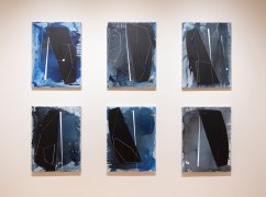 Torkwase Dyson. Untitled, from &quot;15 Paintings for the Plantationocene&quot;, 2019. Acrylic, string and graphite on canvas, Six panels, 30 x 40 inches each.