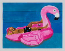 Derrick Adams. Petite Floater 24, 2020. Watercolor, ink, and fabric on paper collage on watercolor paper, 8.5 x 11 inches.&nbsp;