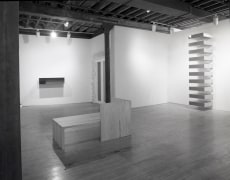 Installation view at Rhona Hoffman Gallery, Donald Judd, Sculpture/Furniture, 1985